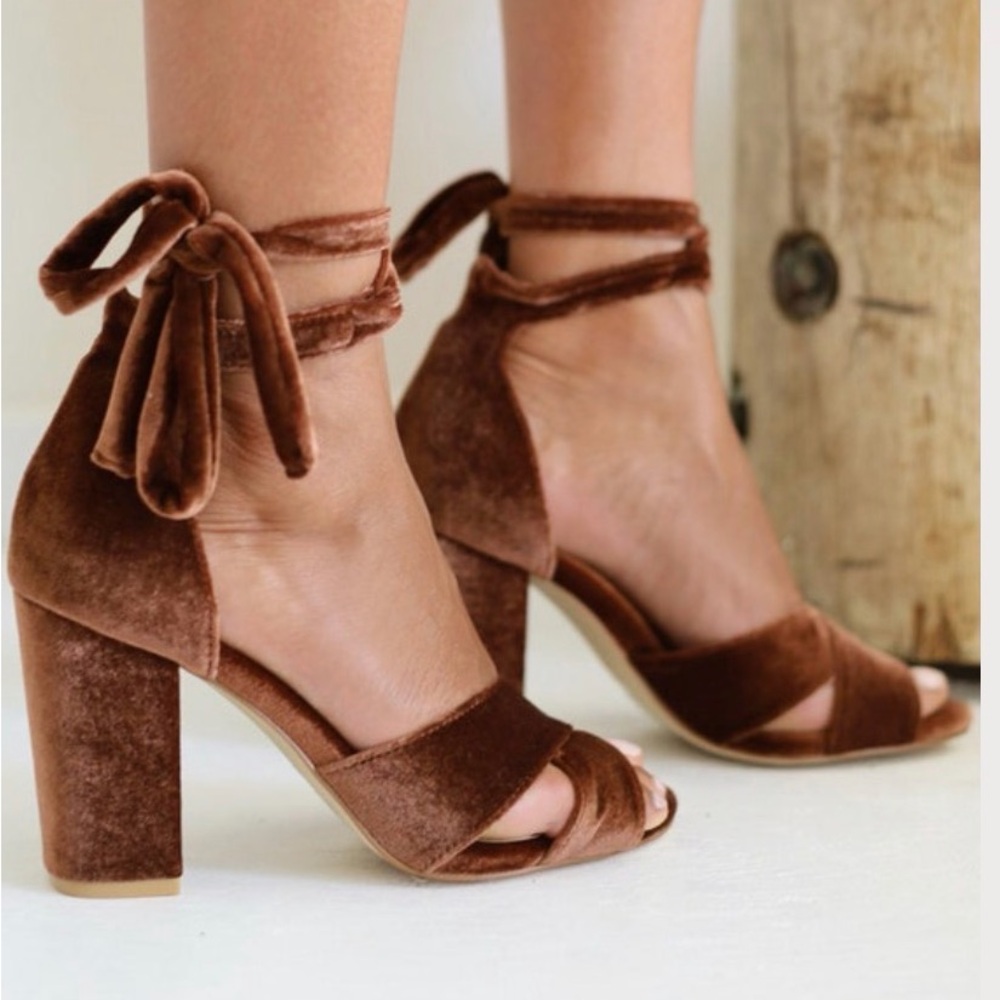 Chic Velvet Brown Women's Heels